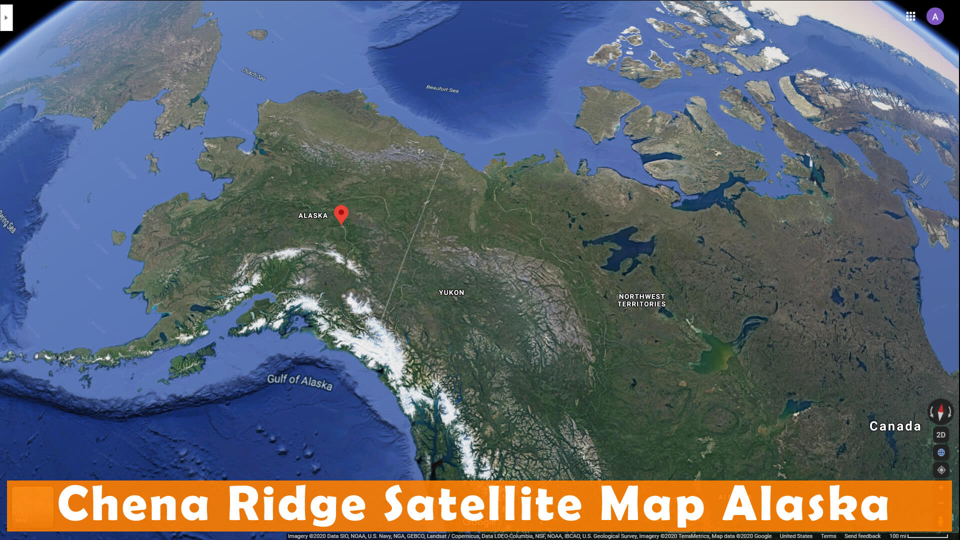 Chena Ridge Satellite Carte Alaska